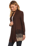 HK-1411 Women's Color Block Cardigan Embellished Cardigan