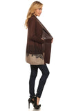 HK-1411 Women's Color Block Cardigan Embellished Cardigan