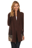 HK-1411 Women's Color Block Cardigan Embellished Cardigan