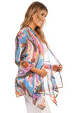 HL-3519 Women's Bold Print Lightweight 3/4 Sleeves Cardigan