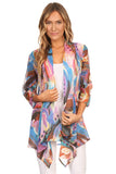 HL-3519 Women's Bold Print Lightweight 3/4 Sleeves Cardigan