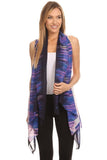 HME-4407 Women's Multicolor Polyester Cardigan Vest