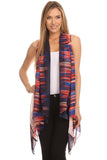 HME-4407 Women's Multicolor Polyester Cardigan Vest