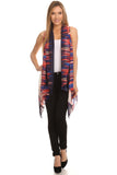 HME-4407 Women's Multicolor Polyester Cardigan Vest