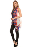 HME-4407 Women's Multicolor Polyester Cardigan Vest