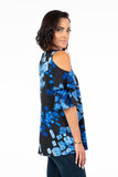 HME-4618 Women's  Cold Shoulder Solid Color Blouse Top with Bell Sleeves