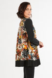 HME-4629 Women's Leaf Print Open Front Cardigan