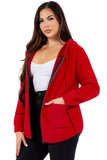 HMT-18810 Women's Fuzzy  Print Hooded Cardigan with Pockets