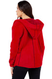 HMT-18810 Women's Fuzzy  Print Hooded Cardigan with Pockets