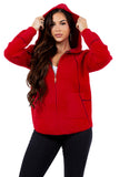 HMT-18810 Women's Fuzzy  Print Hooded Cardigan with Pockets