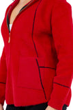 HMT-18810 Women's Fuzzy  Print Hooded Cardigan with Pockets