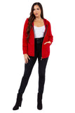 HMT-18810 Women's Fuzzy  Print Hooded Cardigan with Pockets