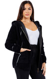 HMT-18810 Women's Fuzzy  Print Hooded Cardigan with Pockets