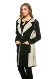 HMT-3481 Women's Knit Color-Block Printed Cardigan with Pockets