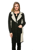 HMT-3481 Women's Knit Color-Block Printed Cardigan with Pockets