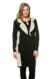 HMT-3481 Women's Knit Color-Block Printed Cardigan with Pockets