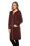 HMT-3482 Women's Knit Color-Block Long Cardigan with Pockets
