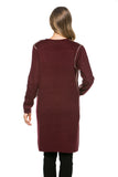 HMT-3482 Women's Knit Color-Block Long Cardigan with Pockets