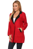 HMT-4007 Women's Color-Block Thick Knit Cardigan with Pockets