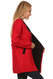HMT-4007 Women's Color-Block Thick Knit Cardigan with Pockets