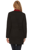 HMT-4007 Women's Color-Block Thick Knit Cardigan with Pockets