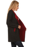 HMT-4007 Women's Color-Block Thick Knit Cardigan with Pockets