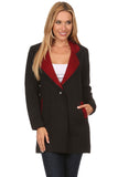 HMT-4007 Women's Color-Block Thick Knit Cardigan with Pockets