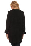 HMT-4008 Women's Color-Block Fuzzy Cardigan with Pockets