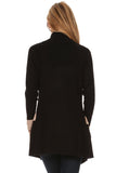 HMT-4013 Women's Knit Color-Block Drapped Neck Cardigan with Pockets
