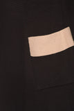 HMT-4013 Women's Knit Color-Block Drapped Neck Cardigan with Pockets