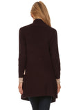 HMT-4013 Women's Knit Color-Block Drapped Neck Cardigan with Pockets