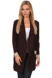 HMT-4013 Women's Knit Color-Block Drapped Neck Cardigan with Pockets