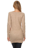 HMT-4014 Women's Knit Color-Block Fitted Tunic Sweater