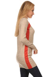 HMT-4014 Women's Knit Color-Block Fitted Tunic Sweater