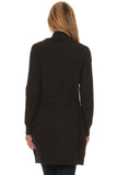 HMT-4022 Women's Knit Open Front Cardigan with Tie Belt