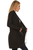 HMT-4022 Women's Knit Open Front Cardigan with Tie Belt