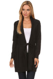 HMT-4022 Women's Knit Open Front Cardigan with Tie Belt