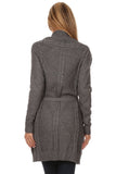 HMT-4022 Women's Knit Open Front Cardigan with Tie Belt