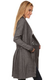 HMT-4022 Women's Knit Open Front Cardigan with Tie Belt