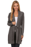 HMT-4022 Women's Knit Open Front Cardigan with Tie Belt