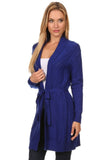 HMT-4022 Women's Knit Open Front Cardigan with Tie Belt