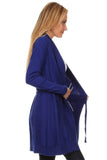 HMT-4022 Women's Knit Open Front Cardigan with Tie Belt
