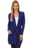 HMT-4022 Women's Knit Open Front Cardigan with Tie Belt