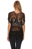 HMT-4031 Women's Black Crochet Oversized Tunic/Top (One Size)