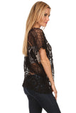 HMT-4031 Women's Black Crochet Oversized Tunic/Top (One Size)