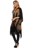HMT-4033 Women's Black/Brown Thick Knit Wrap Poncho Cape