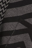 HMT-4034 Black/Gray Chevron-Print Wrap Poncho with Pockets