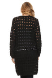 HMT-4039 Women's Knit Punch Hole Long Cardigan with Pockets