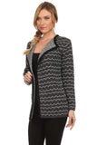 HMT-4042 Women's Charcoal Knit Open Front Cardigan Short Cardigan