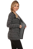 HMT-4042 Women's Charcoal Knit Open Front Cardigan Short Cardigan